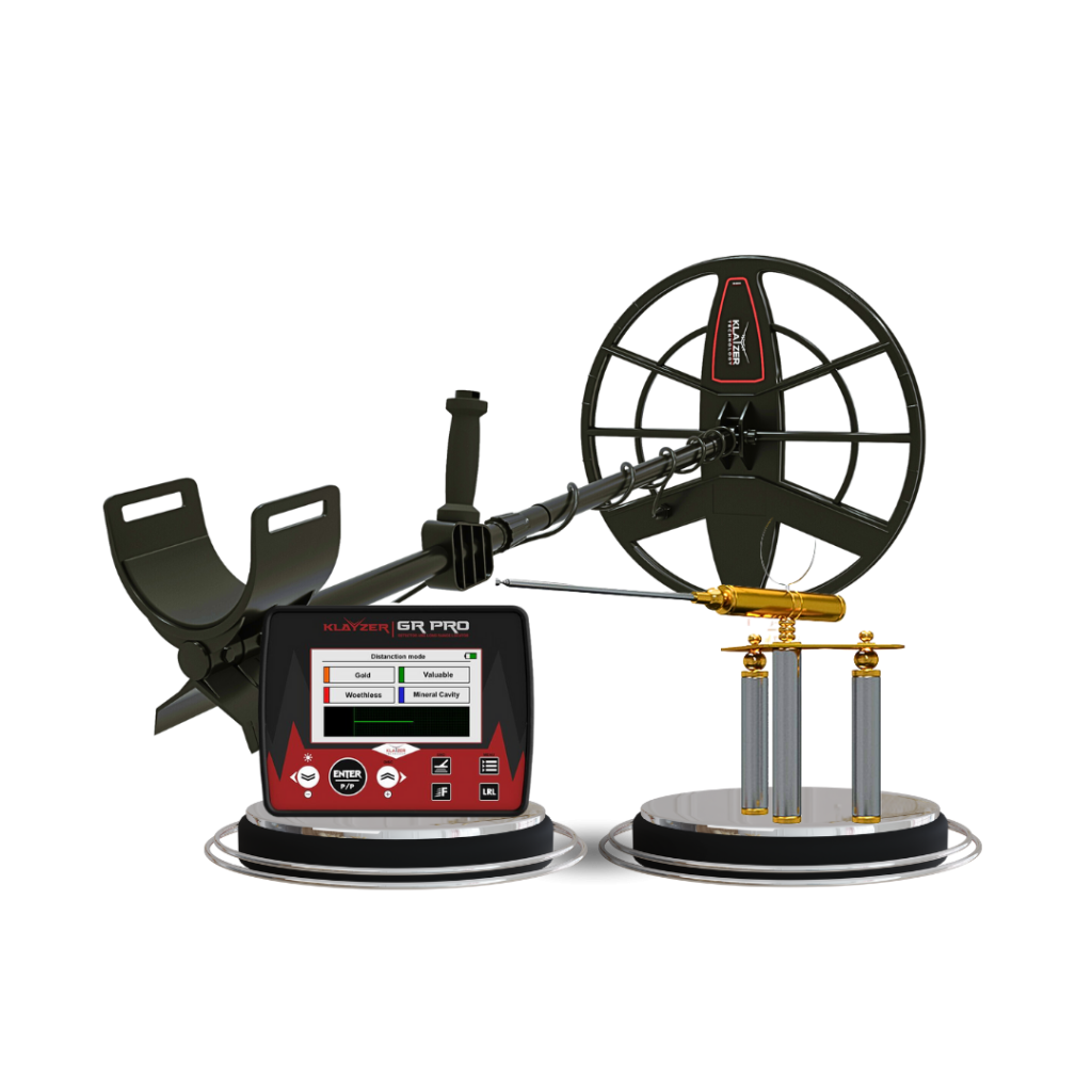 Klayzer GR Pro Gold- und Metallsuchgerät mit Steuereinheit, Suchspule und Stativ